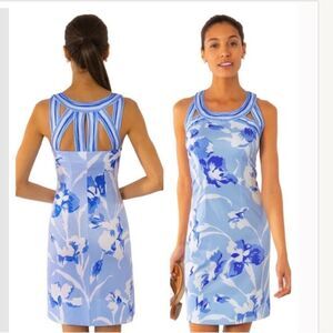 Gretchen Scott Isosceles Iconic Iris Mini Dress Size Medium Blue